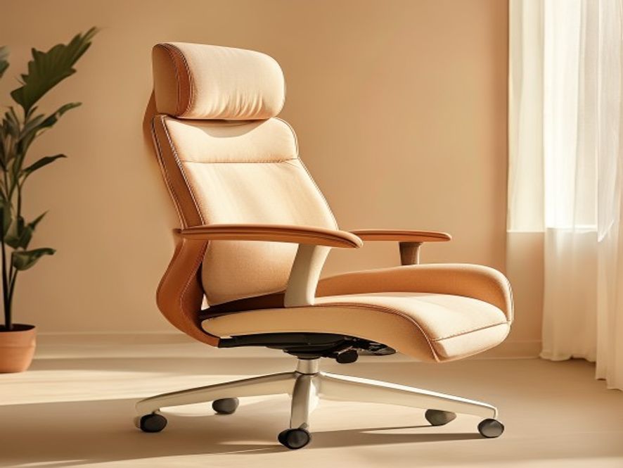 Ergonomic office chair with proper back support, showing alignment from hips to shoulders